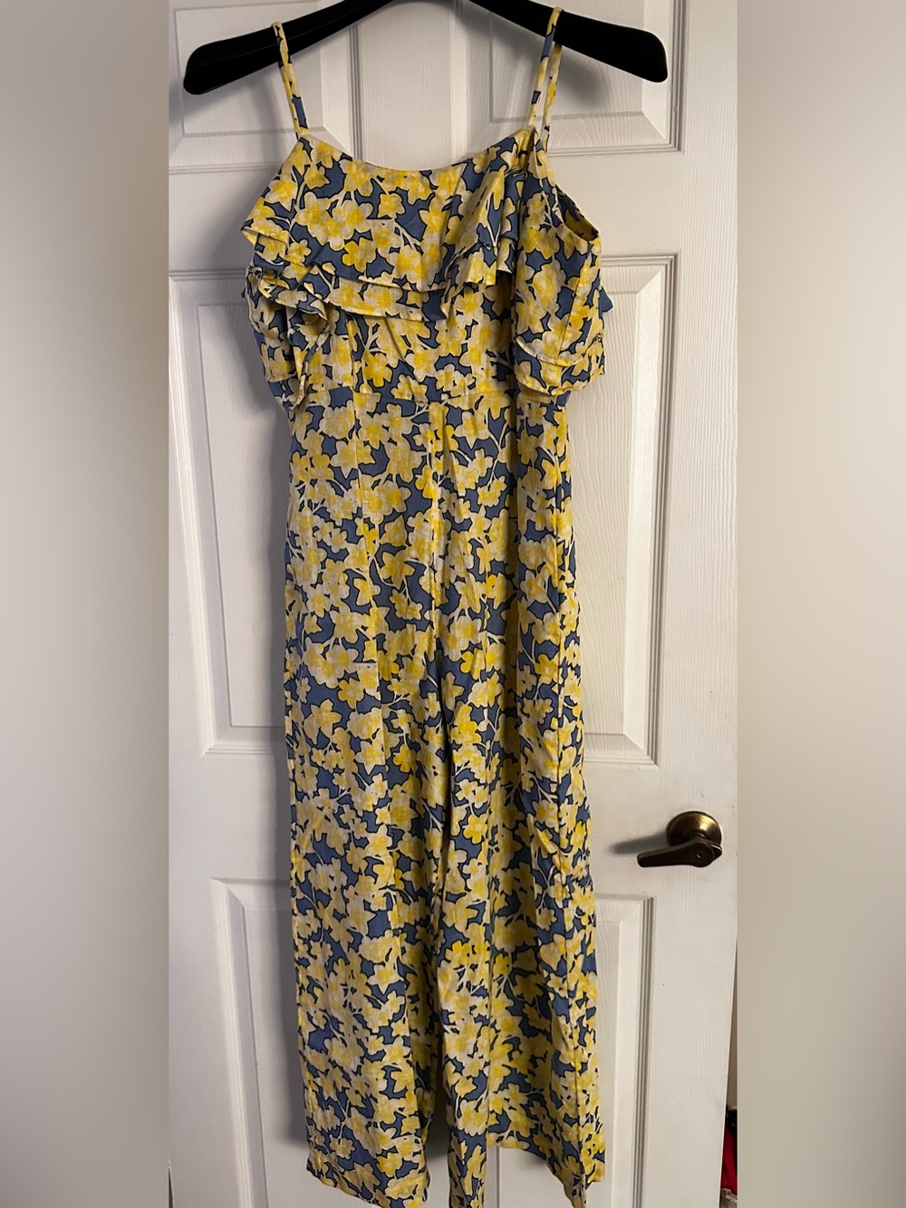 Floral Wide-Leg Jumpsuit in Yellow and Blue